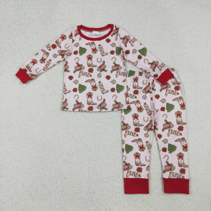 Cowgirl Boots Red Ruffles Pink Girls Christmas Pajamas