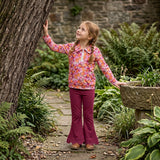 Colorful Floral Hot Pink Scalloped Girls Long Sleeve+Trousers Sets