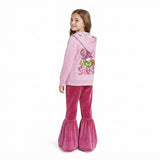 Cartoon Hot Pink Velvet Girls Christmas Outfits