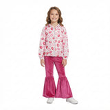 Lip Print Hot Pink Velvet Girls Valentines Outfits