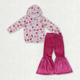 Lip Print Hot Pink Velvet Girls Valentines Outfits