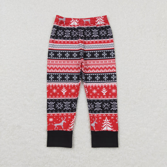 Snow Reindeer Red Black Girls Christmas Pants