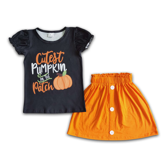 Promotional Cutest Pumpkin Girls Skirt Sets