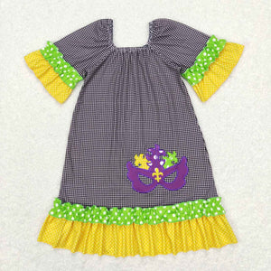 Plaid Mask Girls Mardi Gras Dress