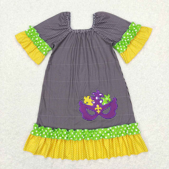 Plaid Mask Girls Mardi Gras Dress