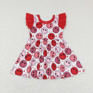 Heart Smile Red Ruffles Girls Valentines Dress