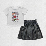 God says I am Black Leather Girls Skirt Sets