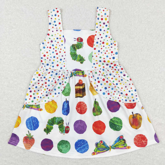 Cartoon Caterpillar Colorful Dots Girls Sleeveless Dress