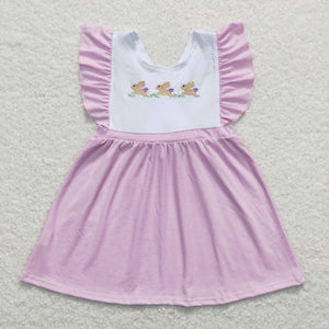 Bunny Floral Purple Girls Easter Dress