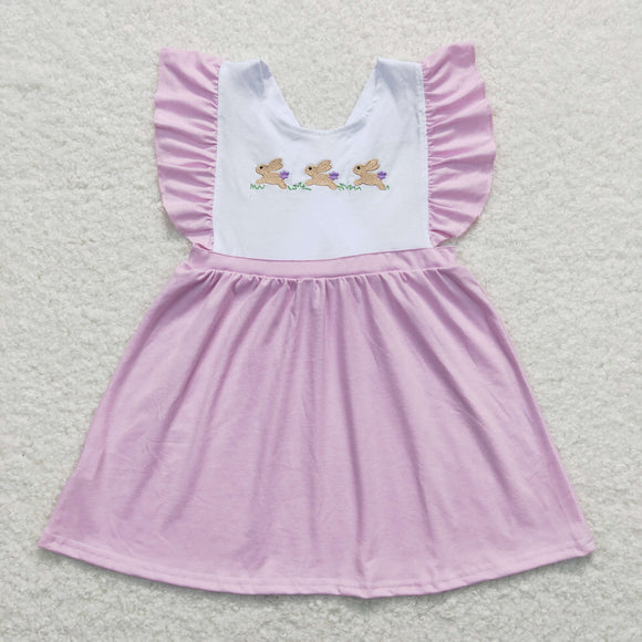 Bunny Floral Purple Girls Easter Dress