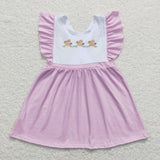 Bunny Floral Purple Girls Easter Dress