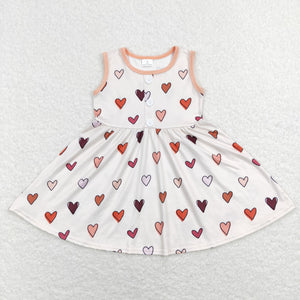 Heart Beige Girls Valentines Dress