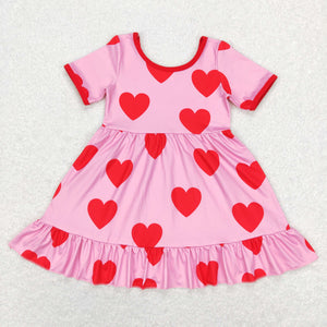 Red Heart Pink Girls Valentines Dress