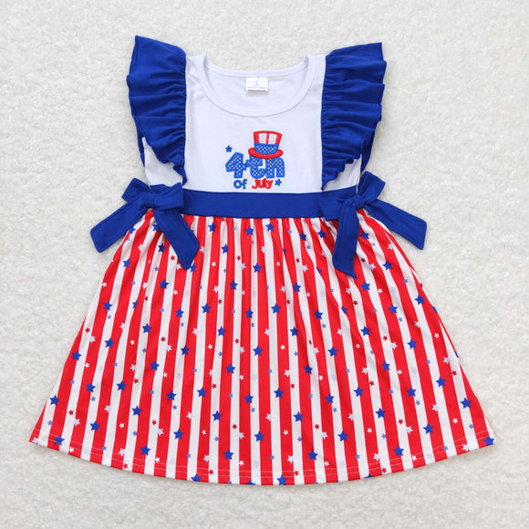 Hat Stars Red Stripe Blue Ruffles Girls 4th of July Dress