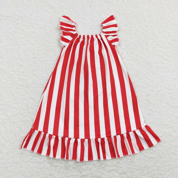 Stars Bow Red Stripe Girls 4th of July Dress