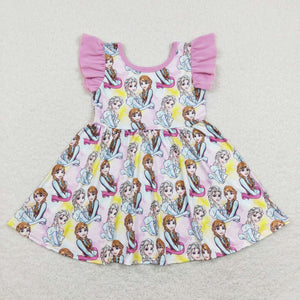 Princess Pink Girls Flutter Sleeve Dress