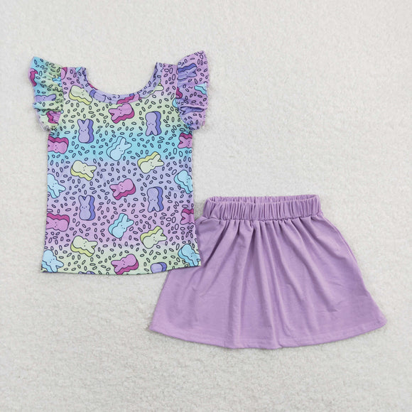 Bunny Purple Skirts Girls Easter Outfits