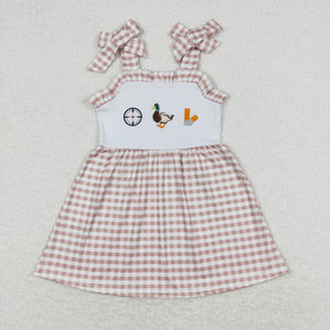 Aim Duck Brown Plaid Girls Sleeveless Dress