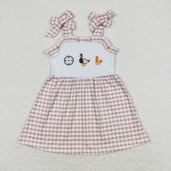 Aim Duck Brown Plaid Girls Sleeveless Dress