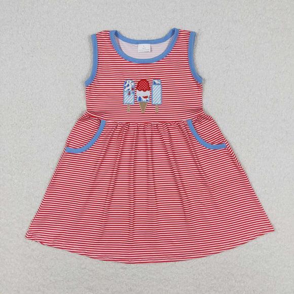 Popsicle Red Stripe Girls 4th of July Dress