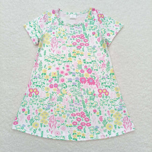 Floral White Girls Short Sleeve Dress