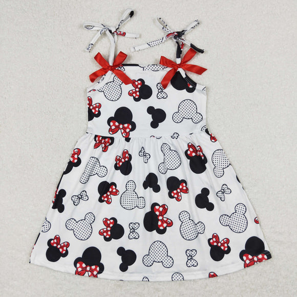 Cartoon Character White Girls Sleeveless Dress