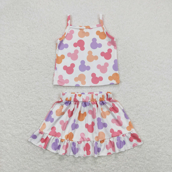 Cartoon White Girls Skirt Sets
