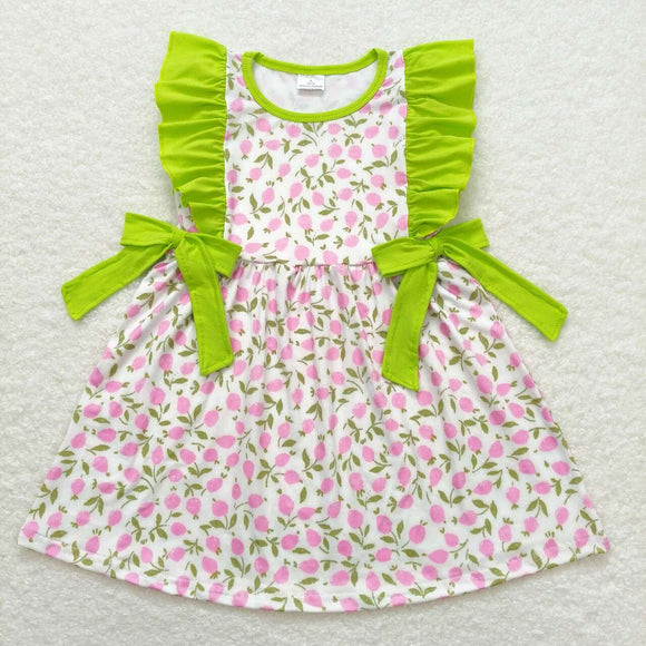 Floral Green Ruffles Girls Sleeveless Dress