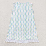 Crab White Ruffles Girls Sleeveless Dress