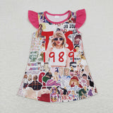 12-18M--14-16T 1989 Singer Hot Pink Girls Flutter Sleeve Dress