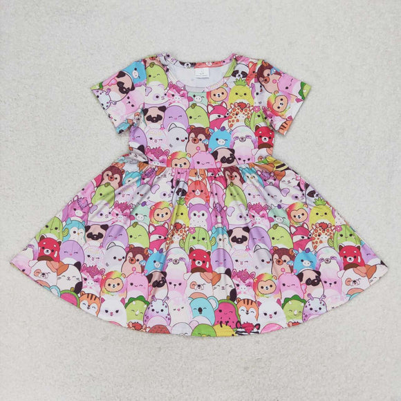 Cartoon Animals Girls Short Sleeve Dress