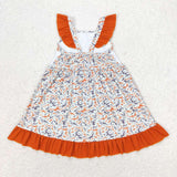 Duck Orange Ruffles Camo Girls Flutter Sleeve Dress