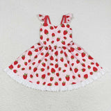 Strawberry Lace Ruffles Pink Girls Sleeveless Dress