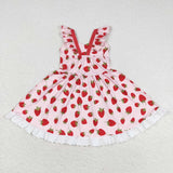 Strawberry Lace Ruffles Pink Girls Sleeveless Dress