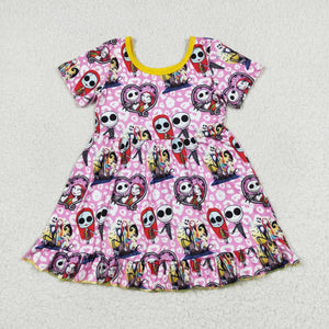 Cartoon Leopard Print Pink Girls Halloween Dress