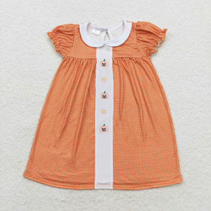 Pumpkin Candy Orange Plaid Girls Halloween Dress