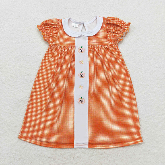 Pumpkin Candy Orange Plaid Girls Halloween Dress