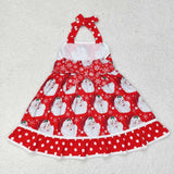 Santa Dots Red Belt Girls Christmas Dress