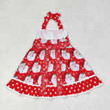 Santa Dots Red Belt Girls Christmas Dress