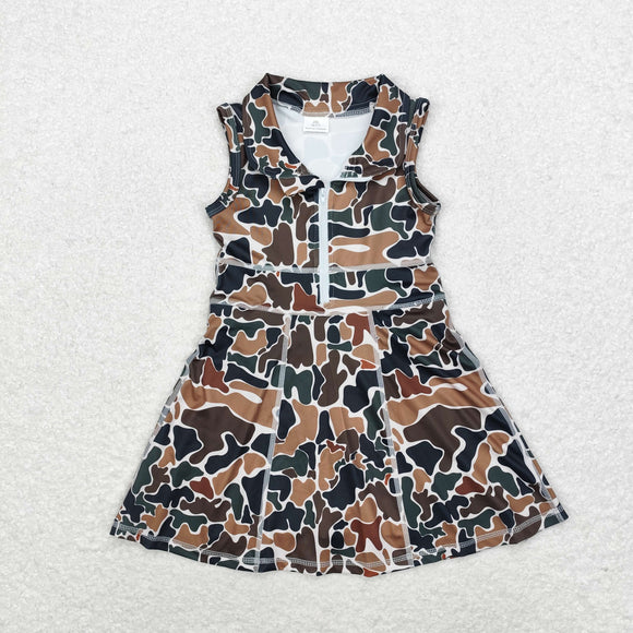 Camo Beige Athletic Shorts Girls Sleeveless Dress