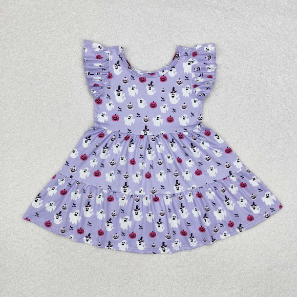 Ghost Pumpkin Purple Girls Halloween Dress