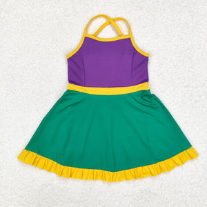 Solid Purple Yellow Green Athletic Shorts Girls Mardi Gras Dress