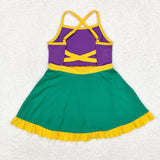 Solid Purple Yellow Green Athletic Shorts Girls Mardi Gras Dress