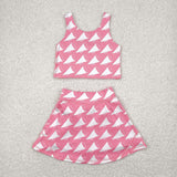 Loudspeaker Pink Vest Athletic Shorts Girls Skirt Sets