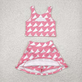 Loudspeaker Pink Vest Athletic Shorts Girls Skirt Sets