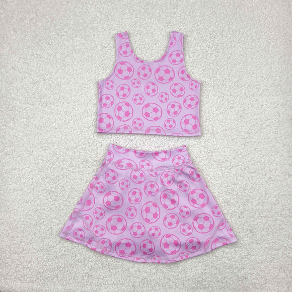 Soccor Pink Vest Athletic Shorts Girls Skirt Sets