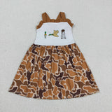 Bottle Duck Dog Brown Camo Girls Sleeveless Dress