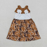 Bottle Duck Dog Brown Camo Girls Sleeveless Dress