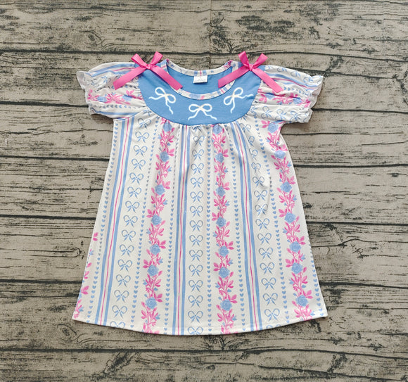 Pre-sale Floral Bow Embroidery Girls Valentine Dress