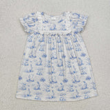 Bunny Floral Ruffles White Girls Easter Dress